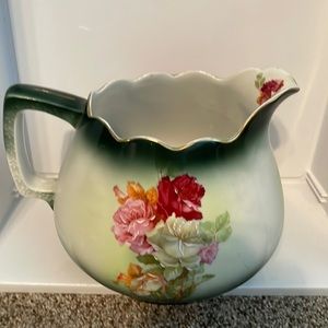 Large Antique Austria Floral Pitcher